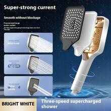 Sistem Penapisan 3 Lapisan PP Menapis 99% Besi Dan Sedimen 3 Mod Spa Hujan UrutGred Makanan Elektroplating Jerman Pemasangan Mudah Dalam 5 Minit Waranti 1 Tahun Shower Head Handheld Bathroom Full Set Paip Air Mandi - White - View 1