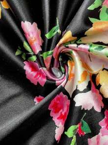 Valentine Outfits For WomenWomen's Floral Digital Print Backless Bodycon Dress, Elegant Sexy Strapless Y2K Party Cocktail Beach Boho Dress, Spring/Summer/AutumnLoose And Comfortablevalentine's Day - 黑色 - 查看 11