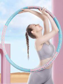 6段可拆卸软泡沫填充不锈钢可调节重量健身圈，便携式成人男女通用有氧核心训练塑形腰部舞蹈普拉提瑜伽体操家用健身器材减肥产品 - 彩色 - 查看 10