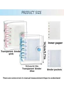 71pcs - Mini Transparent 6-Ring Binder Covers With Matching Inner Pages And File Folders. Made Of Soft Transparent PVC Material, Suitable For Binders, With Protective Sleeves And Quick Clips. Perfect Back-To-School Gift For Students, Ideal Children's Learning Supplies. - Multicolor - View 10