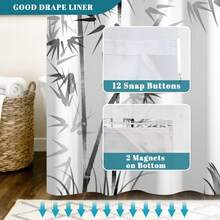 NAEMBCU No Hook Shower Curtain And Snap In Liner Set, Black And White Ink Wash Bamboo Print Shower Curtains For Zen Minimalist Japandi Spa Bathroom, Waterproof Bath Curtain With Mesh Top, 71x74 Inch - A - Xem 10