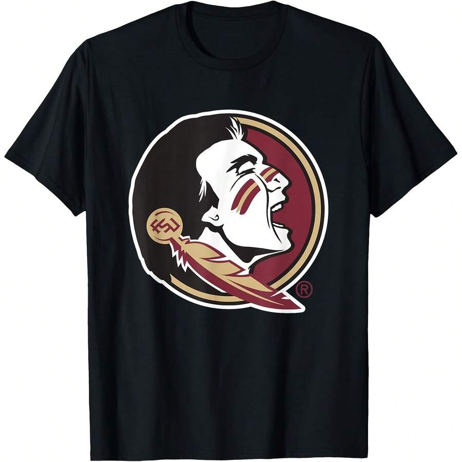 Florida State Seminoles Icon Officially Licensed T-Shirt All Seasons,220g Pure Cotton Single-Sided Printed Crew Neck Short-Sleeved T-Shirt,Unisex Top,Base Layer - Màu 10 - Xem 1