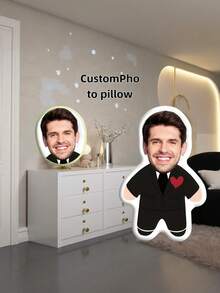 1pc Customized Photo Throw Pillow, Personalized Cushion, Can Customize Interesting Patterns, Double-Sided 3D Pillow, Suitable As Gift For Parents/Family/Her/Him/Girlfriend/Boyfriend, Couples Birthday Gift - Suit - View 5