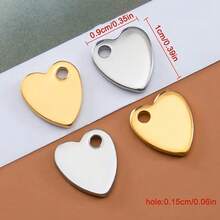 10个金色304不锈钢心形吊坠，适用于DIY珠宝制作，可用作项链或手链末端装饰。 - 彩色 - 查看 2