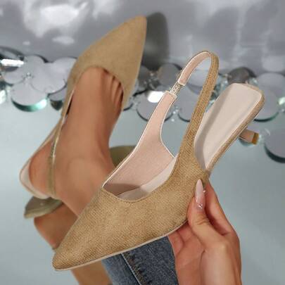 Women's Western Style Solid Color Pointed Toe Backstrap Sexy High Heels, Fashionable And Elegant For Office Wear, Suitable For Parties, Office, Paired With Dresses, Jeans, Enhancing Feminine Charm