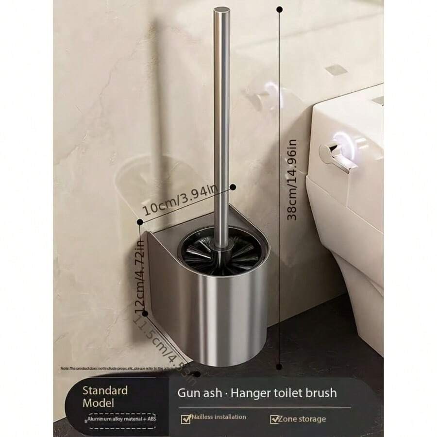 壁挂式马桶刷架，浴室收纳架，免钻孔马桶刷套装 - B - 查看 1