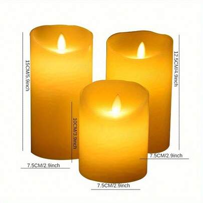 3pcs Flameless LED Candles, Real Dancing Flame Effect, Ivory Pillar Candles, Suitable For Wedding, Halloween, Christmas, Tabletop Centerpiece - Battery Powered (Batteries Not Included) - Decor, Suitable For Home, Party, Camping - LED Lighting, Holiday Decoration, Elegant Design, Polished Surface, Home Decor