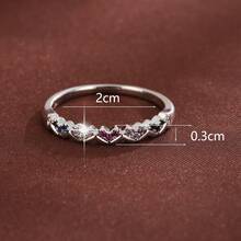 1pc Fashion Heart Shaped Artificial Zirconia Stone Women Ring - Multicolor - View 8