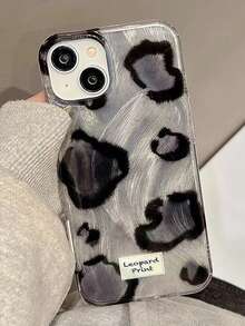 猎豹纹单件羽毛雪纺黑色豹纹防震全包手机壳保护套，兼容 11/12/13/14/15/16/17/Pro Max - 黑色 - 查看 3