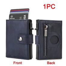 Carteras Airtag de cuero Rfid para hombre, tarjetero de lujo, billeteras para rastreador de etiquetas de aire, regalos para hombre, billetera delgada personalizada, monedero H5JS - Marrón - Ver 6