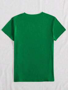 St Patricks Day Women Valentine Outfits For Women2026Women's St. Patrick's Day Clover Love Printed Green T-Shirt With "Lucky" Element Design, Casual Short Sleeved Top, Holiday Itembad Bunny Shirt  Valentines Day Outfit - 綠色 - 查看 2