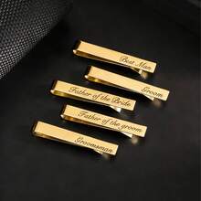 1pc Men's Polished Mirror Tie Clip, Minimalist Fashion Versatile Shirt Clip, Stainless Steel Hypoallergenic Tie Clip - Yellow Gold - View 2