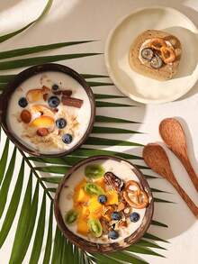 Bộ 6 bát gỗ vỏ dừa tự nhiên - Dùng kèm thìa gỗ, bát đựng sữa chua, bát tráng miệng, bát đựng siro - Bát salad gỗ tự nhiên, bát sinh tố. - Nhiều màu - Xem 8