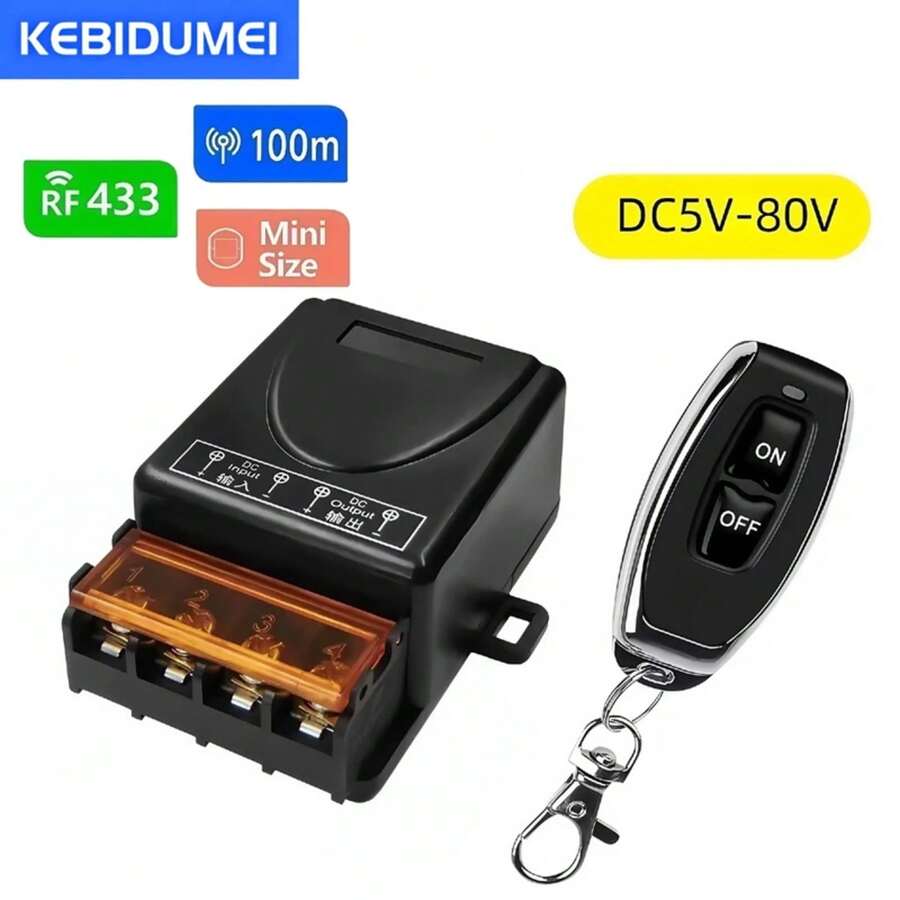 Interruptor de Control remoto inalámbrico de 433Mhz 30A 12V 24V 36V 85V receptor de relé RF de alta potencia para bombas lámpara de luz LED rango de 100m 85OC - 1 receptor 1 control remoto - Ver 1