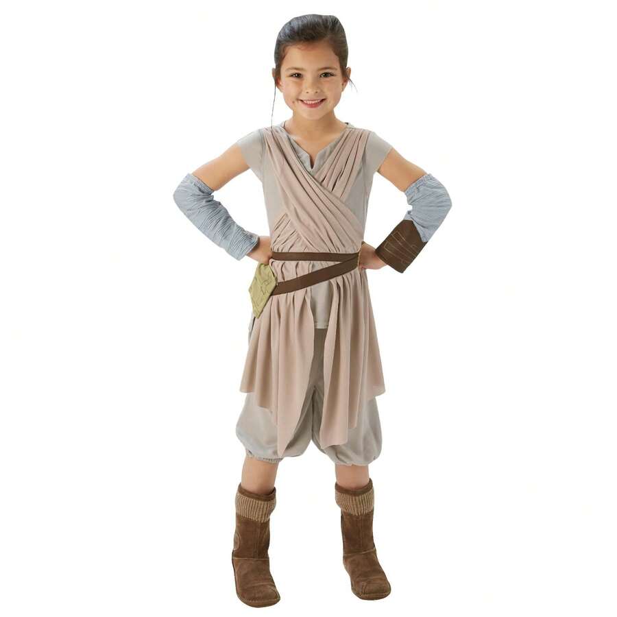 Rubies Rey Star Wars Costume For [Version Name], Beige And Brown Outfit With Crossed Belt, Adventure Style Ideal For Carnival And Galactic Theme Parties - Multicolor - View 1