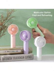 Mini Rechargeable Handheld Fan, 500mAh Battery, 3 Wind Speeds, Makeup Lash Dryer Fan, Suitable For Office, Commute, Vacation, Beach, Outdoor Use In Summer - Multicolor - View 2