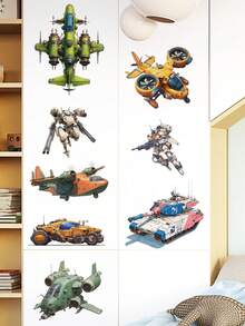 2张机械航空主题儿童房墙贴，飞机和坦克图案 - 69247-機甲威龍 - 查看 6
