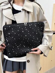 1个学生笔记本电脑保护套，适用于11英寸/13英寸/15英寸笔记本电脑，星形印花面料，休闲男女通用保护套，适用于Macbook、HP、ASUS等品牌，适合女生、青少年、男生、大学生，也可用于9-15英寸平板电脑，防震笔记本电脑内袋。 - 黑色 - 查看 8