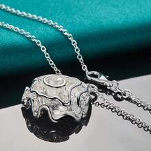 925 Sterling Silver Plated Rose Flower 16-30 Inch Pendant Necklace For Women Wedding Party Fashion Jewelry - Silver - View 3