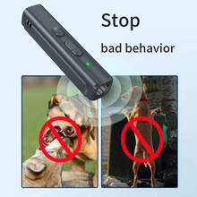 Ultrasonic Dog Repeller USB Rechargeable Dog Drive Device Portable Dog Trainer Anti Barking Device with LED Indicator Lanyard - Negro - Ver 3