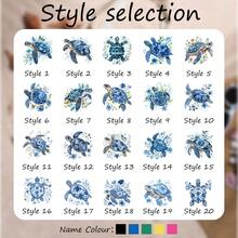 个性化花卉海龟帆布手提袋，可定制名字，夏季海滩度假旅行必备，女士生日礼物 - 彩色 - 查看 7