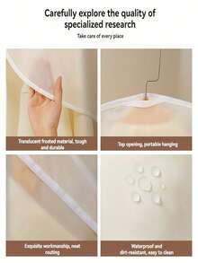 5pcs Wardrobe Garment Dust Cover, Used For Hanging Clothes Storage Bag, Suit Cover, Dress Bag, Transparent Storage Bag, For Clothes Organization - White - View 6