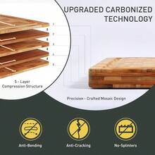 3 Pack Heavy Duty Bamboo Cutting Board Set Wooden Cutting Board For Kitchen Non Slip Solid End Grain Thick Wood Juice Groove Chopping Board Extra Large Butcher Block Best House Warming Gift - 多種尺寸(3 件組) - 查看 4