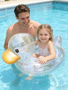 1个充气儿童座椅圈，PVC材质，可爱小鸭造型，适合泳池和海滩使用 - 彩色 - 查看 3