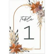 Greenery Wedding Table Numbers/ 28 Elegant Wedding Reception Table Number Cards/ 4 Inchx 6 Inch Flat Faux Gold Anniversary Event Table Organization/Made In USA - White, Orange, Purple, Grey, Yellow, Green, Tan - View 3