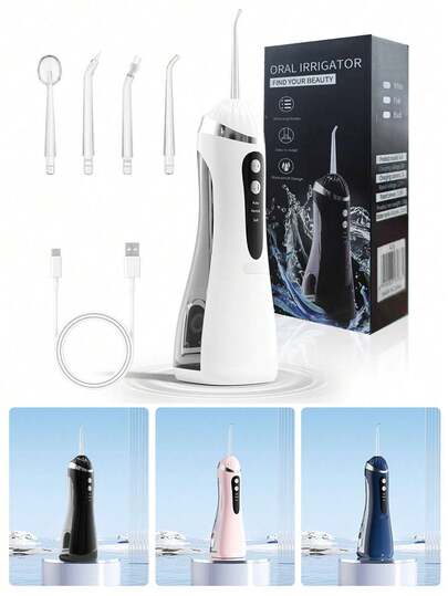 Wireless Portable Electric Dental Flosser, 3 Modes & 4 Nozzles, Rechargeable Oral Irrigator, Ideal For Home Use, Travel, Gifts