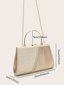 Sequins, Fashionable, Elegant, Simple, Personalized, Versatile, Classic Handbag,For Date, Daily, Afternoon Tea, Party, Prom, Club, Date, Birthday, Evening, Date Nigh, Banquet - Champagne - View 8