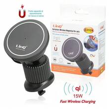 OISE ART STORE Caricabatteria Wireless Magnetico Presa Aria Auto 360° Qi 15 W Smartphone C3524 - - Multicolore - Visualizzare 3