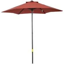Parasol Ø196 Cm, Tiltable Rotating Parasol, Hexagonal Parasol For Balcony, Beach Or Garden, Wind Resistant, Crank Operated, Burgundy Red. - C - View 9