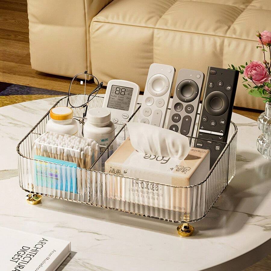 1个桌面收纳盒，客厅整理盒，多隔层分类收纳盒，文具、茶几、遥控器、化妆品多功能收纳盒。化妆品和洗漱用品收纳。 - 彩色 - 查看 1