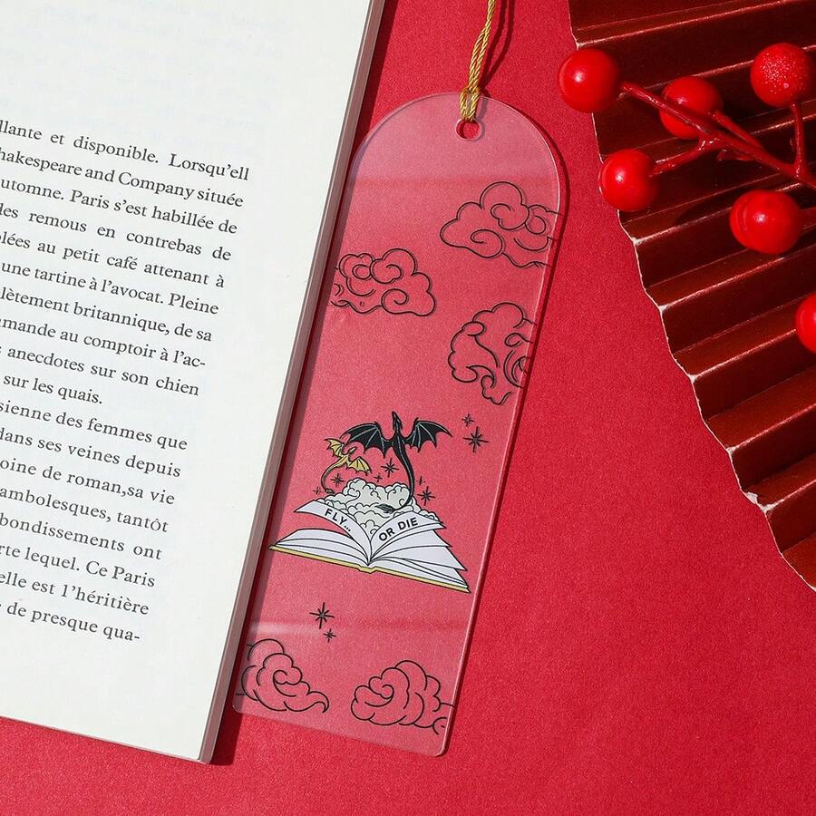 一款哥特式四翼飞龙明信片风格的亚克力书签，配有励志文字，是感恩节和复活节礼物、书签、学习用品和办公用品的最佳选择。