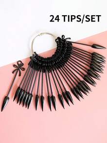 24pcs Nail Swatch Sticks, Natural Stiletto Nail Display Tips, Color Swatches, Pointed Tip Nail Art Practice Tips ,Sample Sticks For Nail Art Polish Color Practice Fan-Shaped Display,False Nail Sample Stick. - Multicolor - View 12