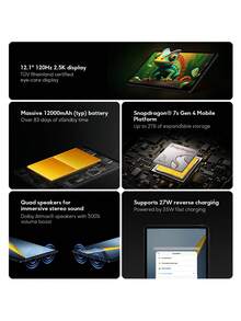 Xiaomi 小米 POCO Pad M1 平板电脑全球版，8GB + 256GB，骁龙 7s 第四代处理器，12.1 英寸 2.5K 高清显示屏，支持最高 2TB 存储扩展，12000mAh（典型值）电池，小米 HyperOS 2 系统 - 灰色 - 查看 2