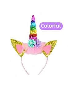 6件套独角兽派对礼品套装，包括独角兽头箍 - 带角头箍的独角兽派对用品，适合生日、万圣节、圣诞节、感恩节派对等场合。 - 彩色 - 查看 14