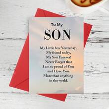 1PC Heartfelt Son's Birthday Card, 5 InchesX 7 Inches, A Sentimental Mother's Love Message, APaper Card With An Envelope, A Birthday Wish For AnySon - Multicolor - View 5