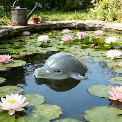 1件装漂浮海豚雕塑，池塘装饰，轻质树脂海豚雕像，水景花园漂浮装饰，漂浮泳池装饰配件，户外池塘后院湖泊树脂摆件，庭院户外礼品