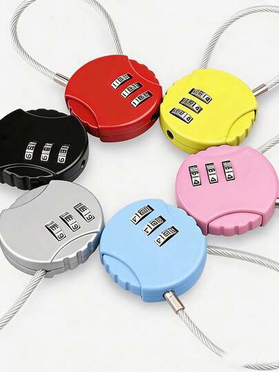 1pc Steel Wire Password Lock, Luggage Password Padlock - Durable Steel Structure - Secure & Convenient - Suitable For Travel, Luggage And Outdoor Activities - Great Gift For Travelers And Adventurers, Random Style