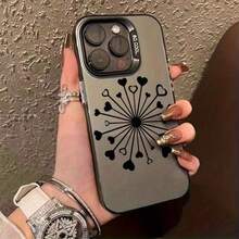 Heart Dandelion Pattern Phone Case It Is Compatible With IPhone 17/16/15/14/13/12/179 Pro Max/Pro/Plus Models. It Features A Stylish And Minimalist Design And Provides Shockproof And Abrasion-Resistant Protection. - Black - View 2