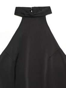 Blusa sin mangas con cuello halter y parches de encaje de moda para mujer DEEKA, elegante y versátil, color negro para primavera/verano - Negro - Ver 10