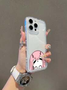 1ピンクヘアの女の子柄のスマホケース、TPU素材のエアバッグ付きスマホケース、フェスティバルギフトとして贈ることができます、11、12、13、14、15、16 Pro /Promax/14、15、16 Plus 17/Air/Galaxyモデルに適しています、男性用と女性用のスマホケース - クリア - チェックする 4