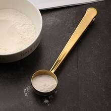 1pcs Two-In-One Stainless Steel Coffee Spoon, Sealing Clip; Kitchen Gold Accessory,Cafe Espresso Decoration Multifunctional Coffee Bean Measuring Spoon, Milk Powder, Flour, Food Sealing Clip Spoon - Vàng - Xem 8