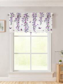 1件紫色紫藤图案窗帘，适用于客厅和卧室，美式乡村风格窗帘 - 彩色 - 查看 7