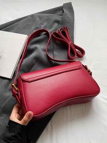Fashionable Versatile Commuter Minimalist Asymmetric Shoulder Bag - Red - View 9
