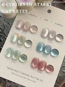 Miss Leia 6pcs15ml Spring/Summer Nail Glitter Starry Crystal Glass Bead Cat's Eye Gel Nail Polish New Aurora Opal Powder High Density Magnetic Nail Polish Popular Whitening Color Gel Varnish Beginner Nail Art UV LED Curing Soakable Semi-Permanent Suitable For Beauty Salon Nail Salon Set DIY Home Holiday Party Women's Gift Nail Art Supplies - Nhiều màu - Xem 1