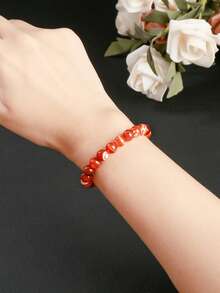 优雅玛瑙手链，女士珠宝手链，平衡宝石首饰，舒缓压力，情人节礼物 - 紅色 - 查看 6