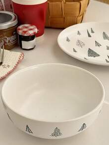 1Pc Creative Ceramic Rice Bowls,5.5-Inch Small Soup Bowls,Modern Christmas Tableware,Christmas Tree Pattern Bowls For Family Meals - Multicolor - View 9
